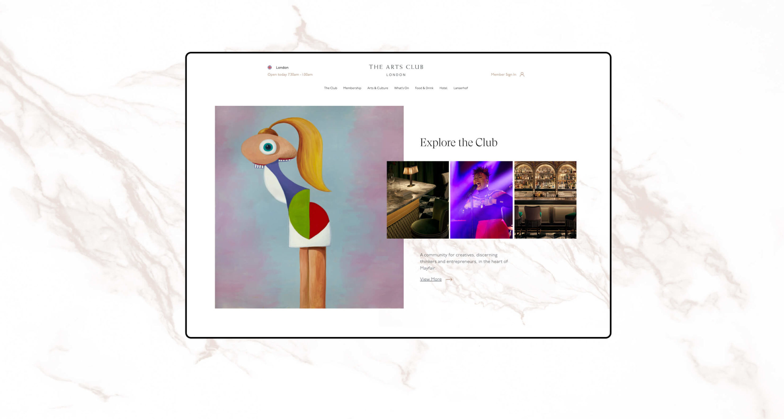 Deep Design Agency The Arts Club Website 3