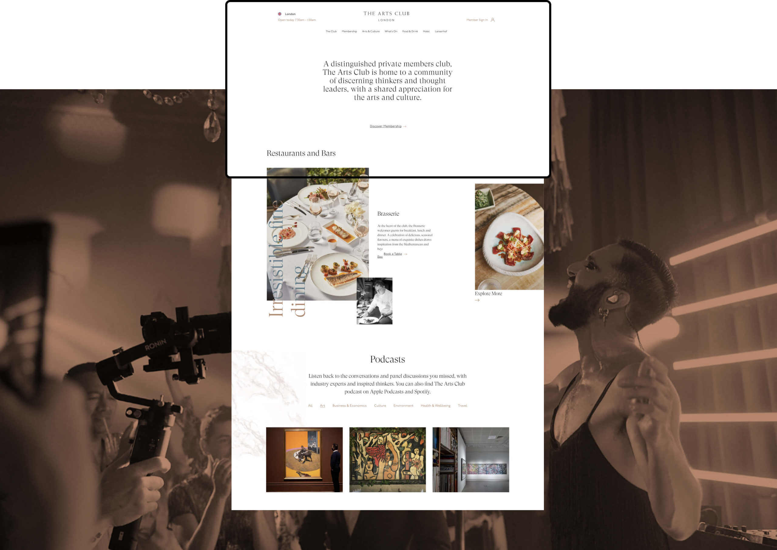 Deep Design Agency The Arts Club Website 9